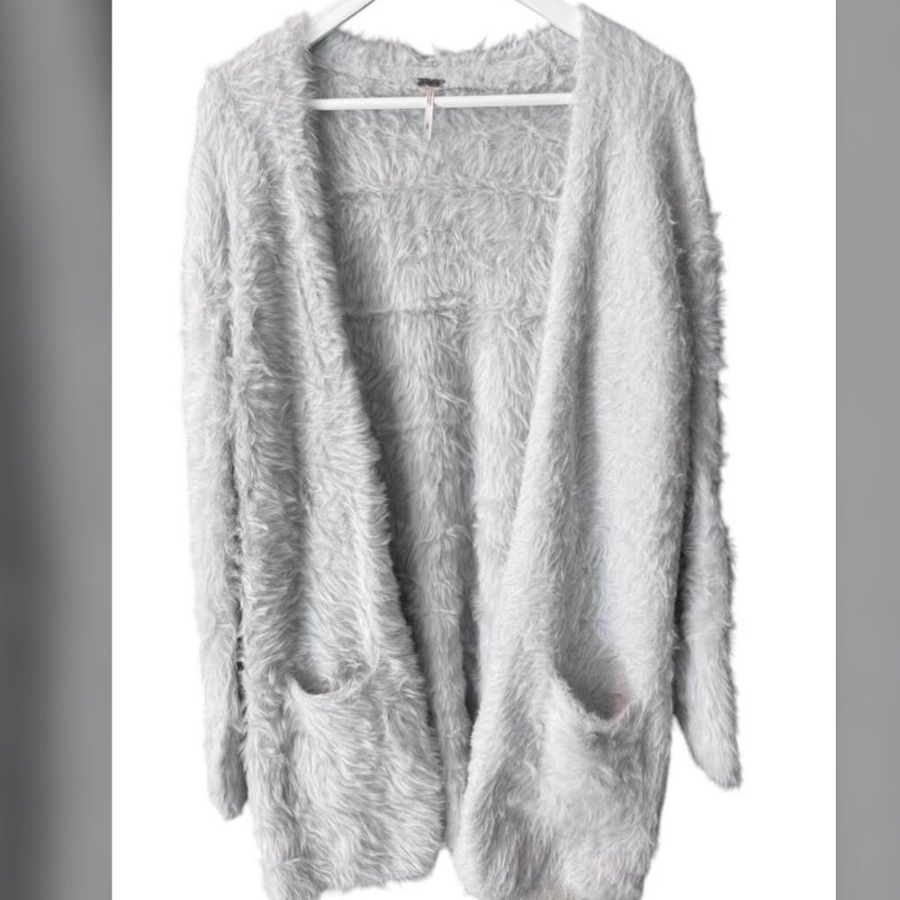 Free People Cozy Faux Fur Long Open Cardigan Sweater Women’s size S